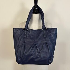 Cole Haan Navy Blue Leather Tote Bag